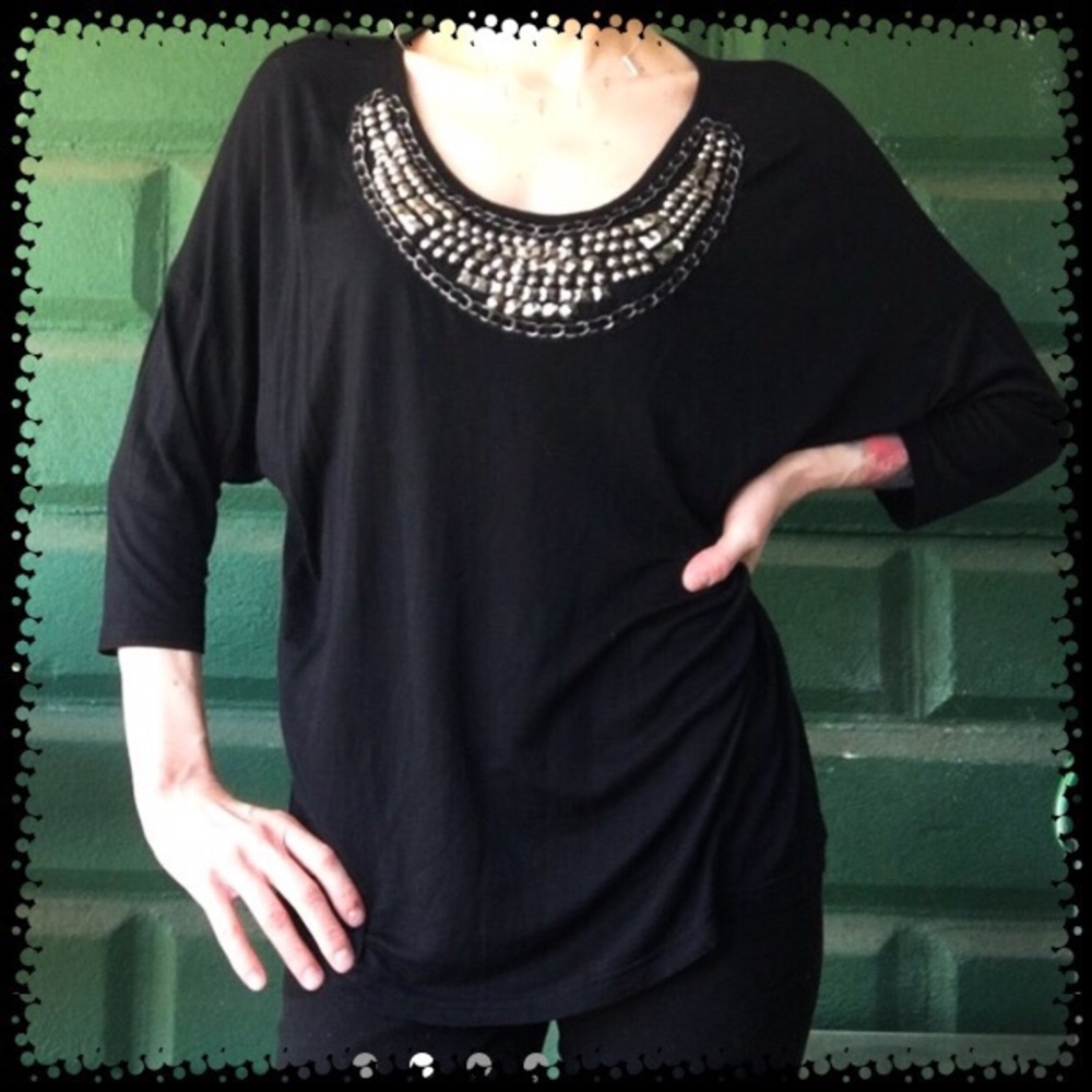 COMFY! Black lightweight super soft studded top